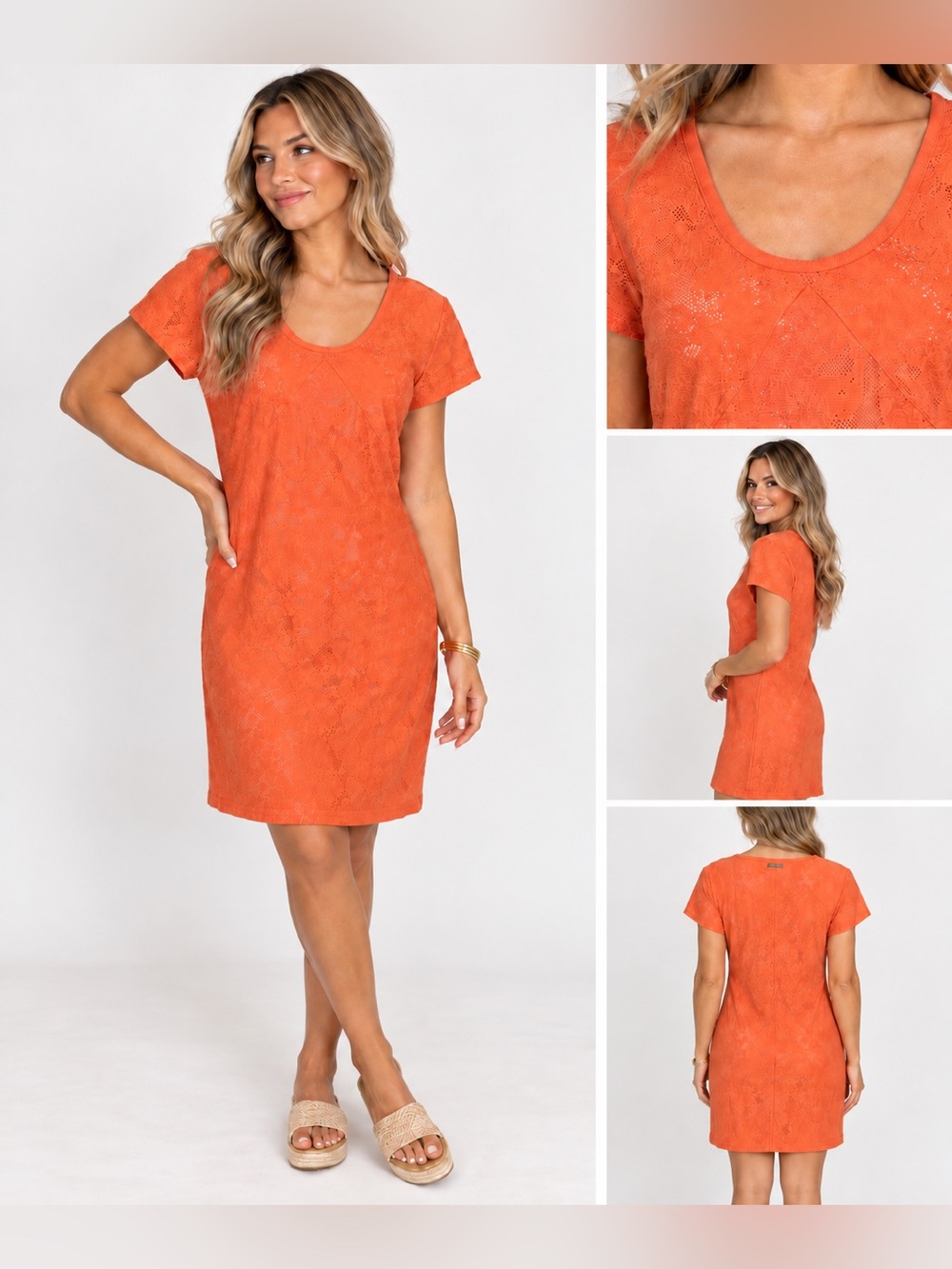 Armani Exchange Women's Orange Textured Short Sleeve dress size large NWT